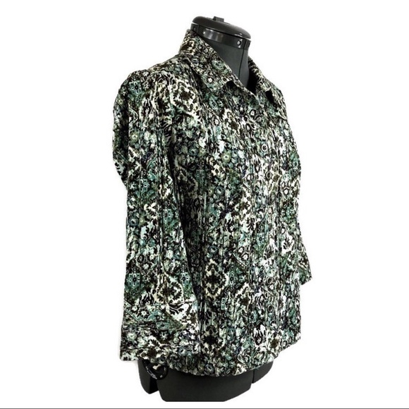 christopher & Banks Floral Print Jacket Shirt Top - Picture 2 of 7